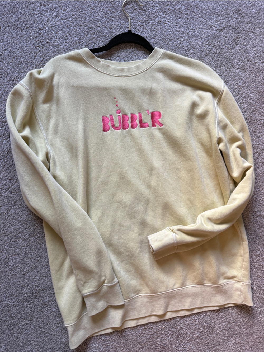 Woman’s butter yellow Sweatshirt with 'BUBBLR' Embroidery